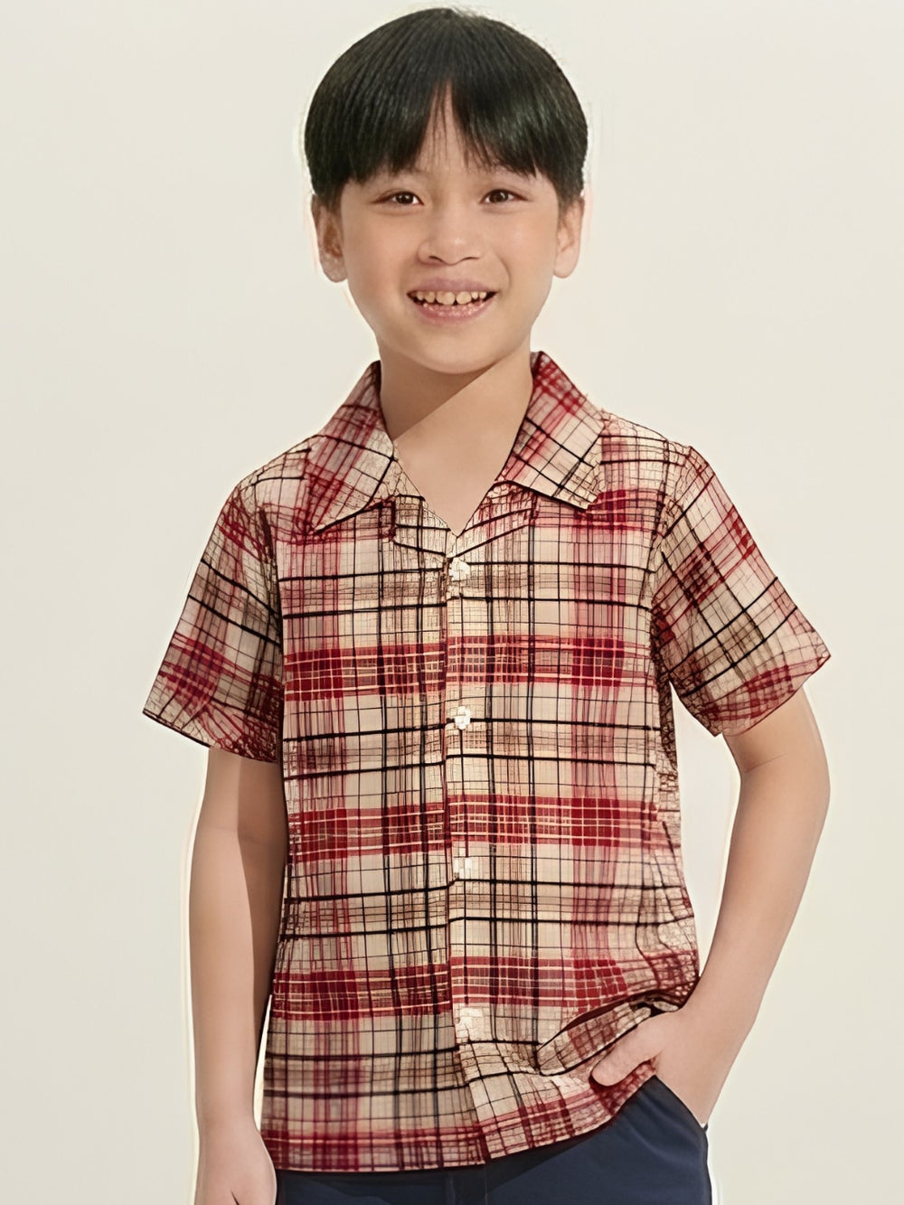 CHECK CASUAL SHIRT | RED+BLK