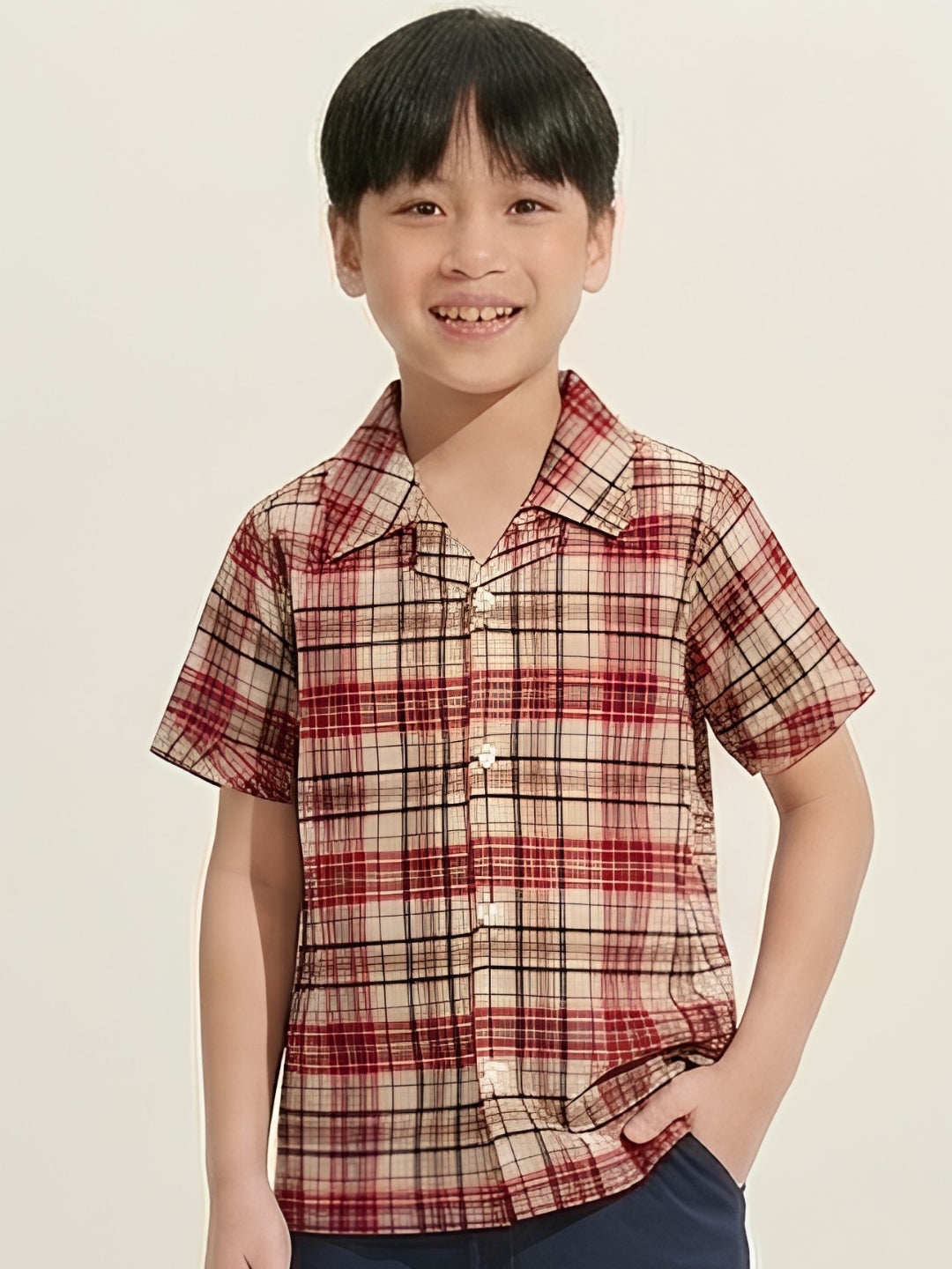 CHECK CASUAL SHIRT | RED+BLK