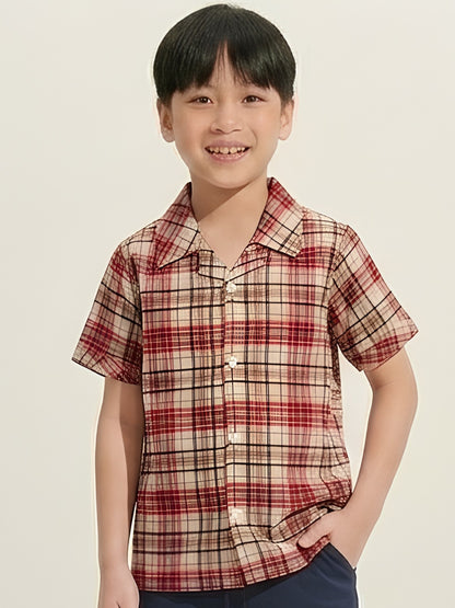 CHECK CASUAL SHIRT | RED+BLK