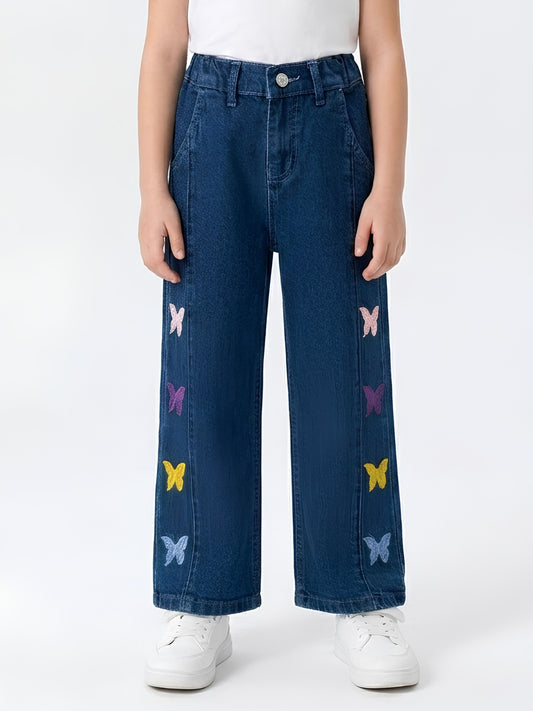 BUTTERFLY EMBROIDED PANT | BLUE (DARK)
