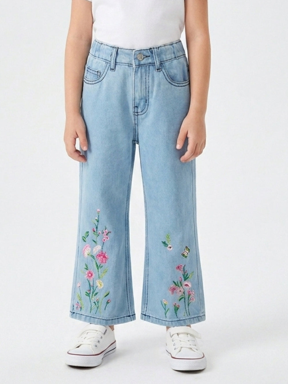 BOTTOM EMBROIDED PANT | BLUE(LIGHT)