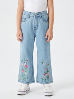 BOTTOM EMBROIDED PANT | BLUE(LIGHT)