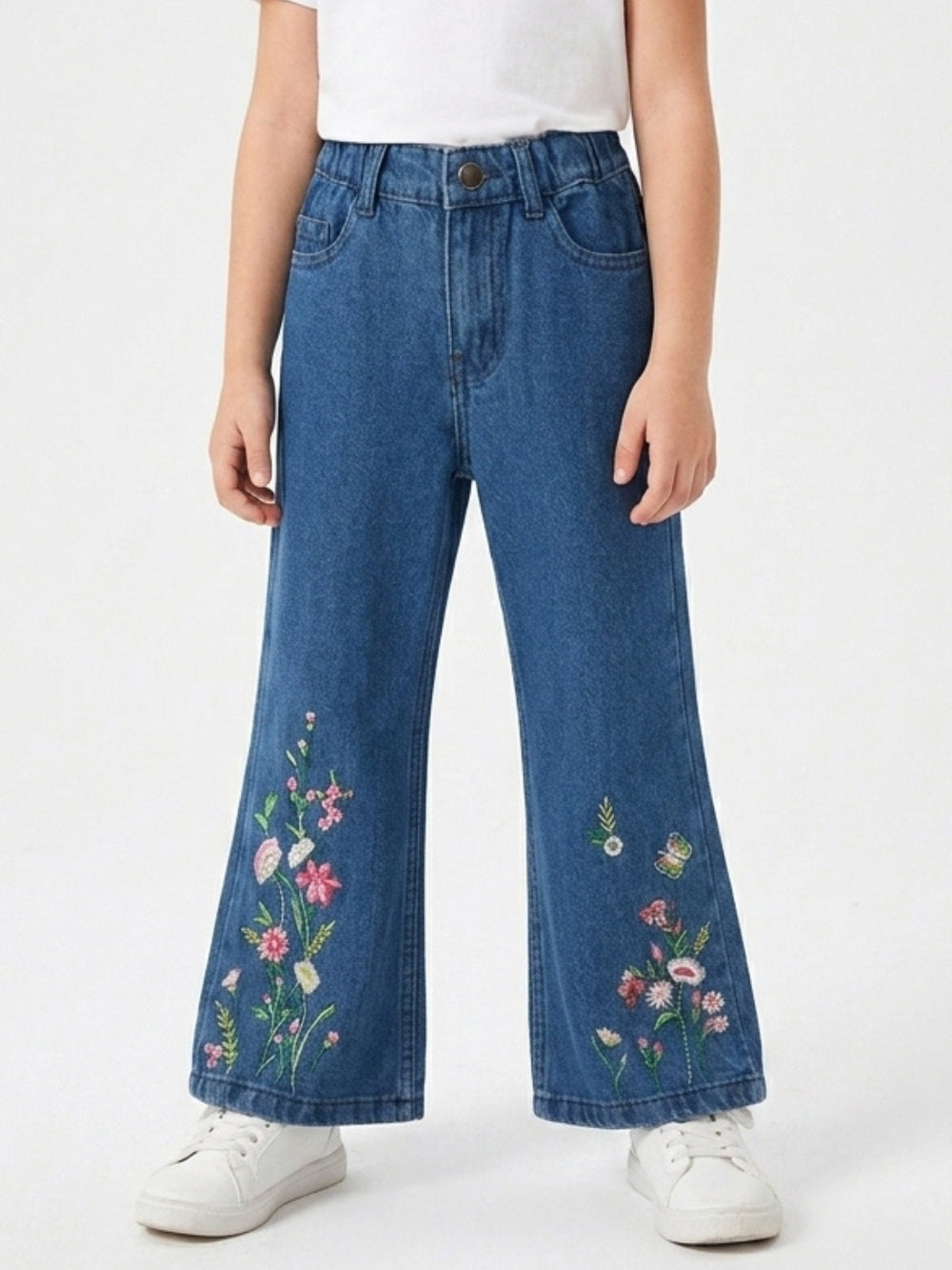 BOTTOM EMBROIDED PANT | BLUE(MID)