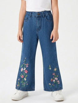 BOTTOM EMBROIDED PANT | BLUE(MID)