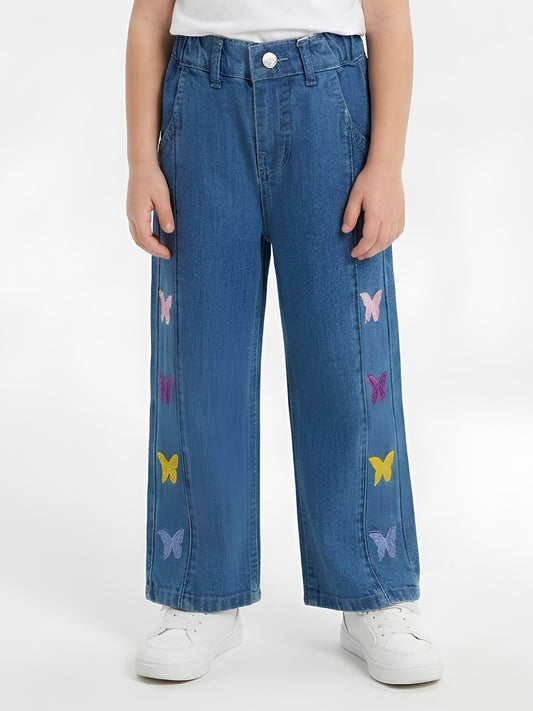 BUTTERFLY EMBROIDED PANT | BLUE(MID)