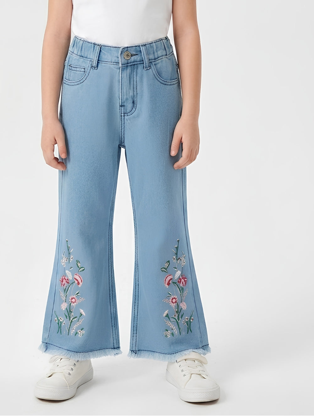 EMBROIDED BAGGY PANT | LIGHT BLUE