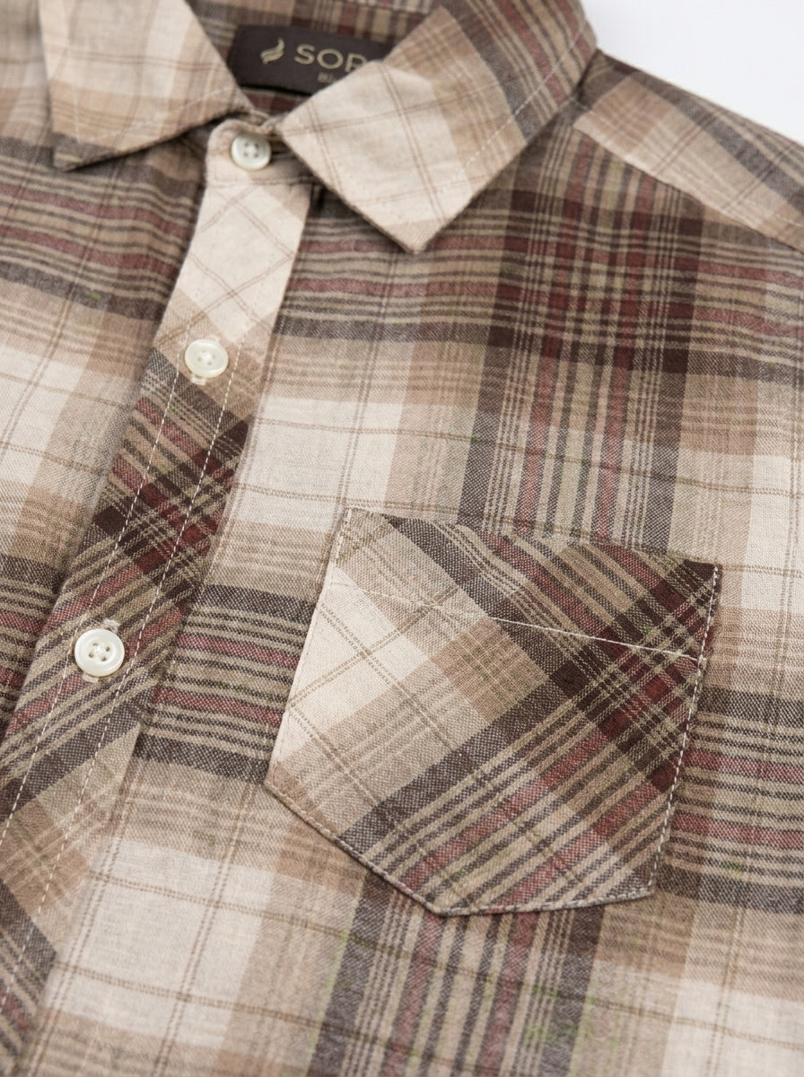 CHECK CASUAL SHIRT |  BRN+WHT