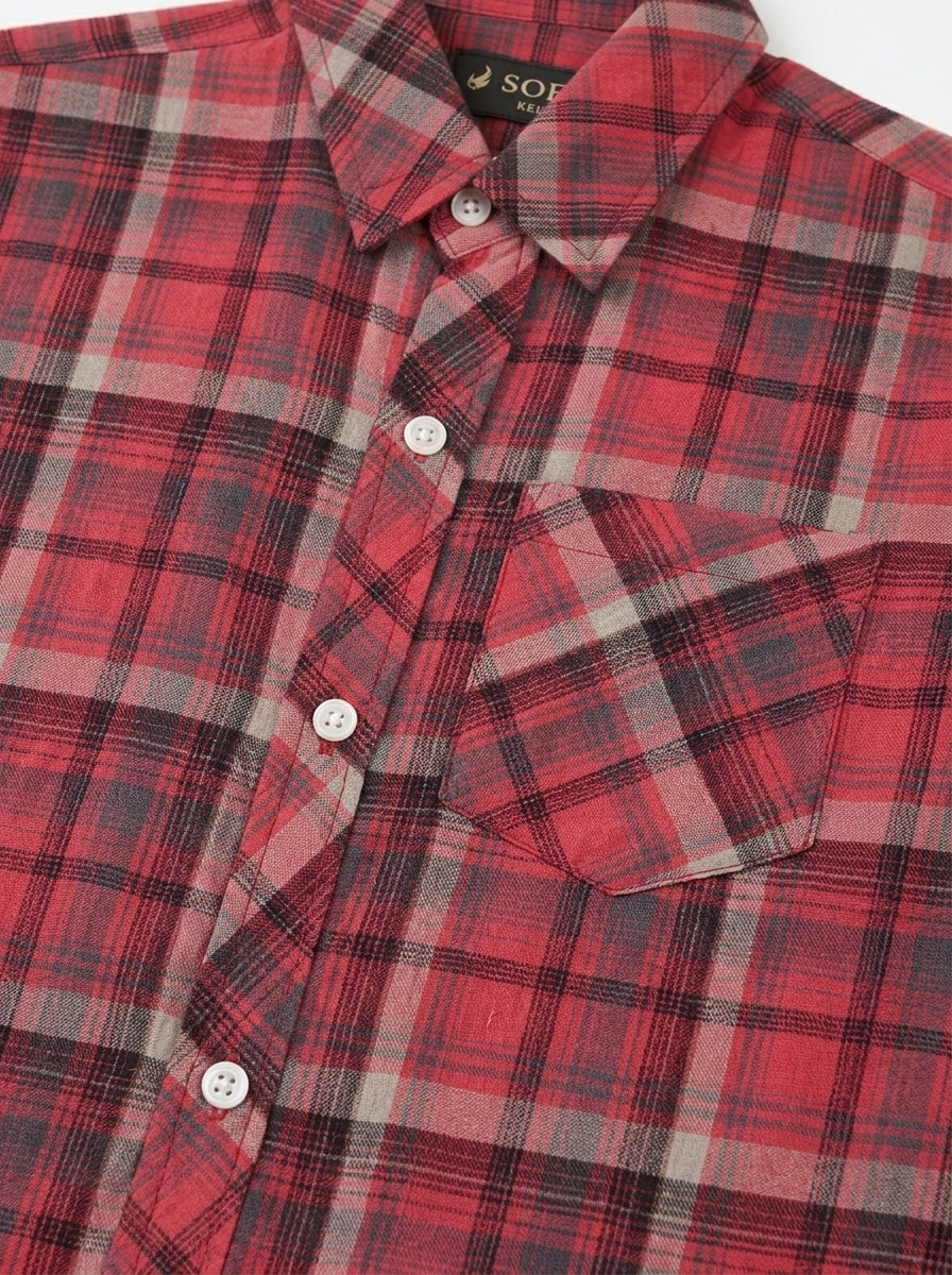CHECK CASUAL SHIRT | REDISH