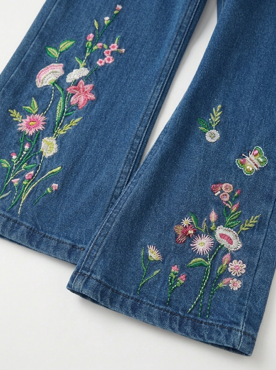 BOTTOM EMBROIDED PANT | BLUE(MID)