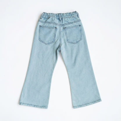 FLOWER EMBROIDED BAGGY PANT (LIGHT BLUE)