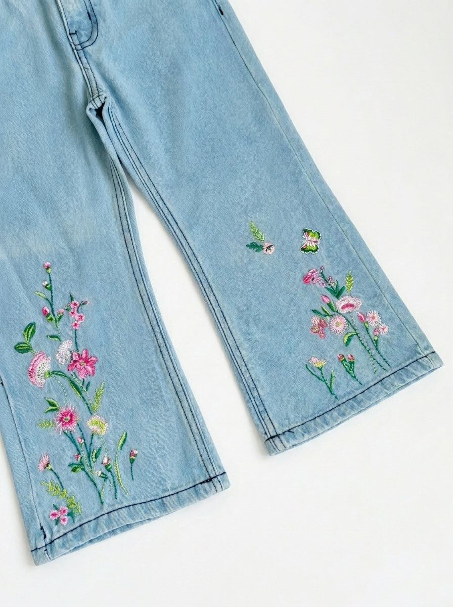 BOTTOM EMBROIDED PANT | BLUE(LIGHT)