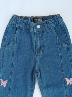 BUTTERFLY EMBROIDED PANT | BLUE(MID)