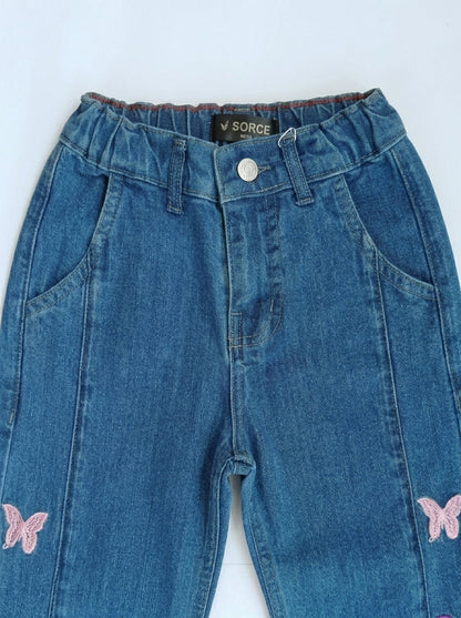 BUTTERFLY EMBROIDED PANT | BLUE(MID)