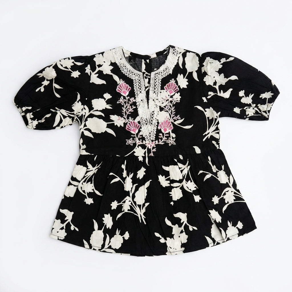 EMBROIDED FLORAL | BLACK