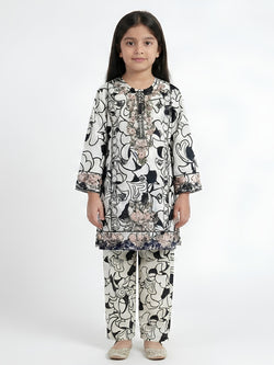 PRINTED SEQUENCE EMBROIDERY |WHT+BLK