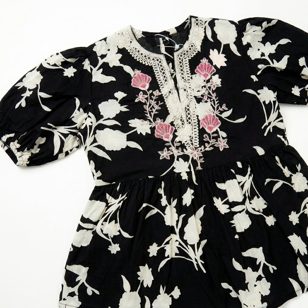 EMBROIDED FLORAL | BLACK
